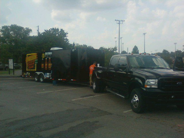 Jr Grillers truck and trailer going at competition