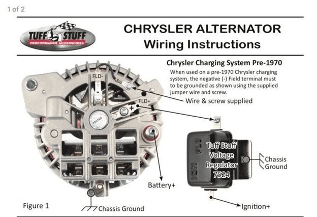 TUFF STUFF Chrysler Alternator Wiring Instructions Pre-1970