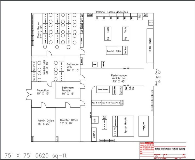 Building diagram for Performance Vehicle Training Center