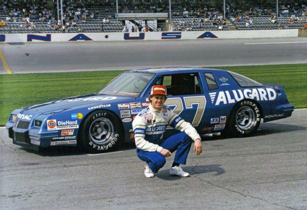 Blue Max Alugard car number 27 on pit road with Rusty Wallace at Daytona in 1986