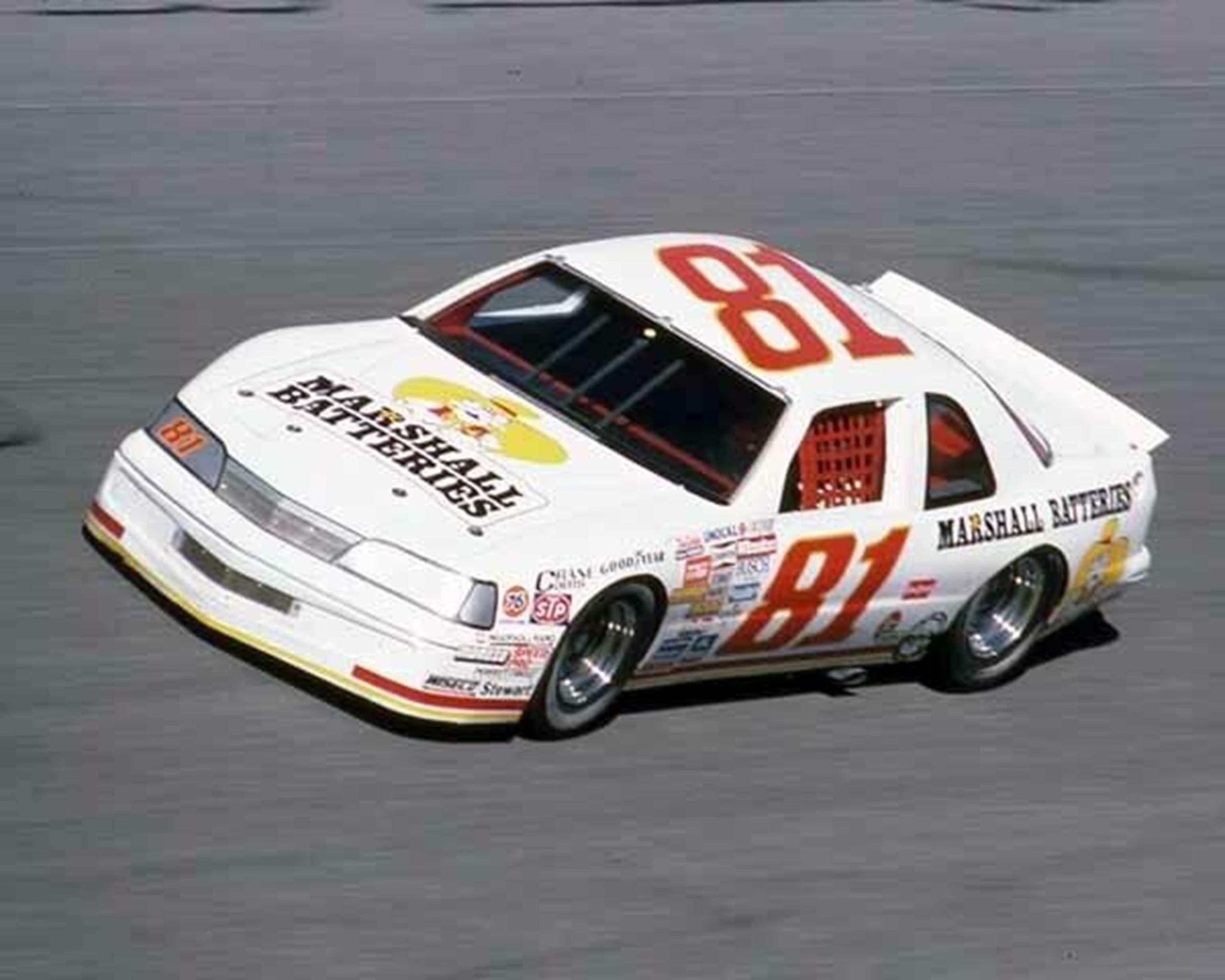 Marshalls Batteries number 81 in 1987 Daytona 500 on the track